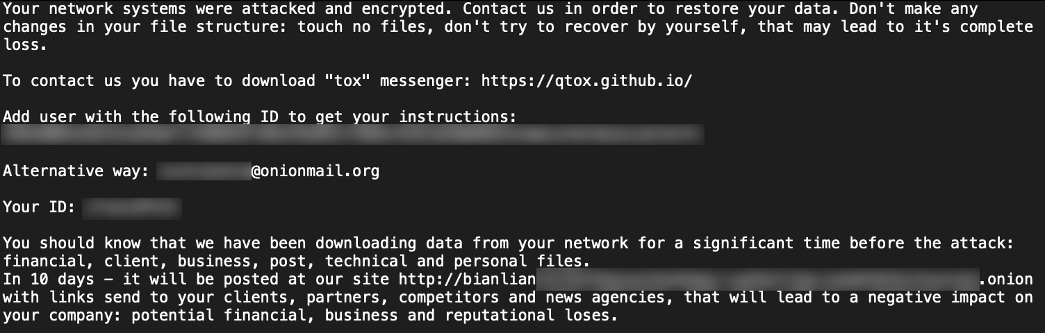 bian lian ransomware group